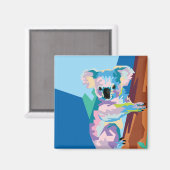 アトカラフルルポップ・アートのコアラポートレート マグネット (正面/裏面)