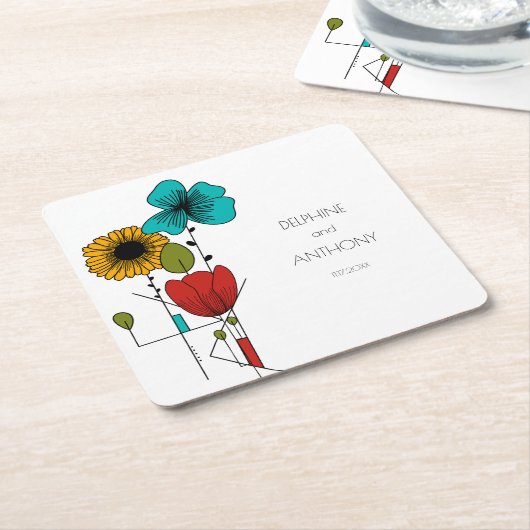 アトコンテンポラリールノヴォーフローラ結婚ズ スクエアペーパーコースター (アングル)