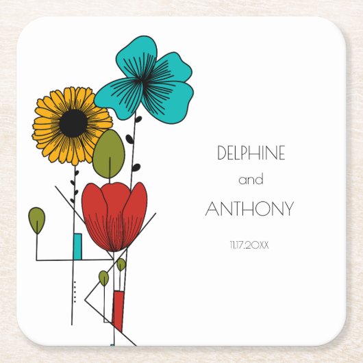 アトコンテンポラリールノヴォーフローラ結婚ズ スクエアペーパーコースター (正面)