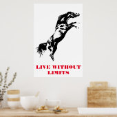 アトポップ・アートのールホースやる気を起こさせるアートワーク白黒 ポスター (キッチン)