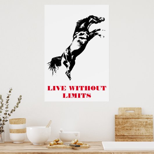 アトポップ・アートのールホースやる気を起こさせるアートワーク白黒 ポスター (キッチン)