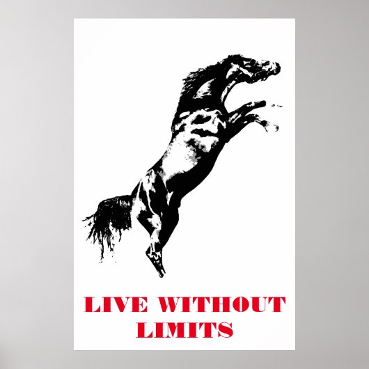 アトポップ・アートのールホースやる気を起こさせるアートワーク白黒 ポスター (正面)