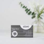 アトミックな円 – ブラシ仕上げメタルテクスチャ 名刺 (スタンド正面)