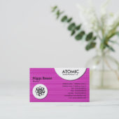 アトミックな円 – マゼンタブラシ仕上げテクスチャ 名刺 (スタンド正面)