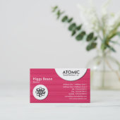 アトミックな円 – 赤ブラシ付きテクスチャ 名刺 (スタンド正面)