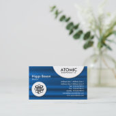 アトミックな円 – 青ブラシ付きテクスチャ 名刺 (スタンド正面)