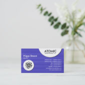 アトミックな円 – 青ブラシ付きテクスチャ 名刺 (スタンド正面)