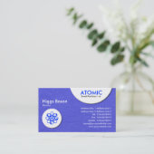 アトミックな円 – 青絵を描紙テクスチャ 名刺 (スタンド正面)