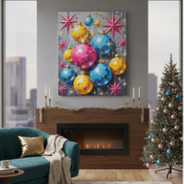 アトミックエイジの輝き: ミッドセンチュリーモダンのクリスマス キャンバスプリント