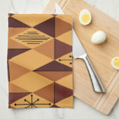 アトミックエイジアートダイアモンズオークレマルーン キッチンタオル (四つ折り)