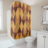 アトミックエイジアートダイアモンズオークレマルーン シャワーカーテン (インサイチュ)