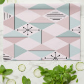 アトミックエイジアートダイアモンズパステルピンクグリーン キッチンタオル (折り畳み)