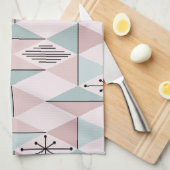 アトミックエイジアートダイアモンズパステルピンクグリーン キッチンタオル (四つ折り)
