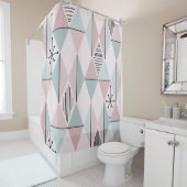 アトミックエイジアートダイアモンズパステルピンクグリーン シャワーカーテン (インサイチュ)