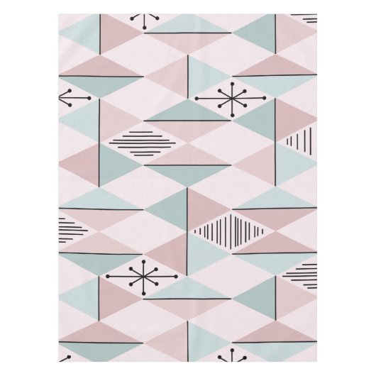 アトミックエイジアートダイアモンズパステルピンクグリーン テーブルクロス (正面)