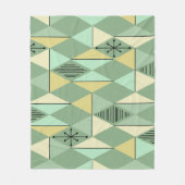 アトミックエイジアートダイアモンズミントグリーンイエロー フリースブランケット (正面)