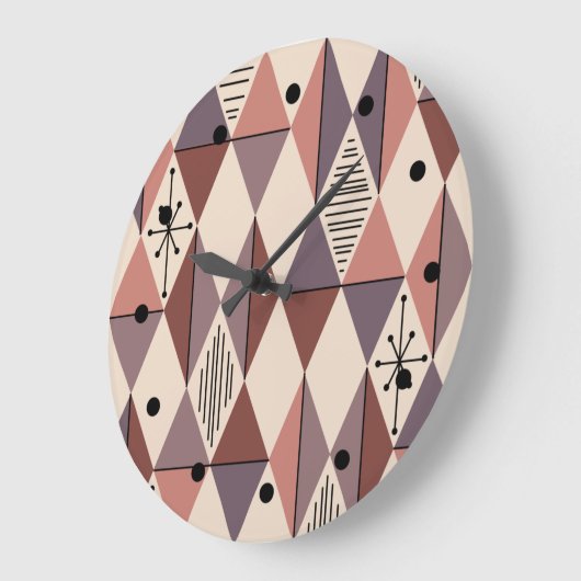 アトミックエイジアートダイヤモンドムーブサーモンピンク ラージ壁時計 (傾斜)