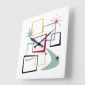 アトミックエイジスクウェアズブーメランスターバストミッドセンチュリー スクエア壁時計 (傾斜)