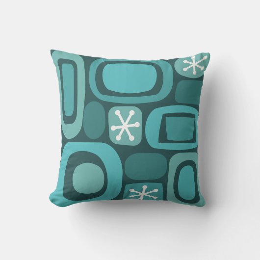 アトミックエイジフィールドストーンズティール（緑がかった色） クッション (正面)