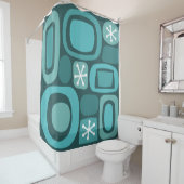 アトミックエイジフィールドストーンズティール(緑がかった色) シャワーカーテン (インサイチュ)