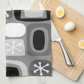 アトミックエイジフィールドストーンズ白黒 キッチンタオル (四つ折り)