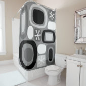 アトミックエイジフィールドストーンズ白黒 シャワーカーテン (インサイチュ)