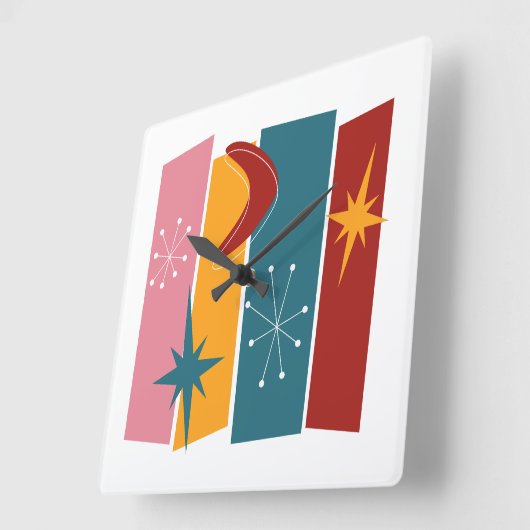 アトミックエイジブーメランスターバスト長方形MCM スクエア壁時計 (傾斜)