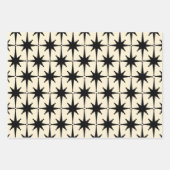 アトミックエイジミッドセンチュリースターバストブラック&クリーム ラッピングペーパーシート (正面3)