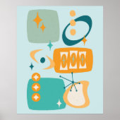 アトミックエイジミッドセンチュリー抽象芸術アクアオレンジ ポスター (正面)