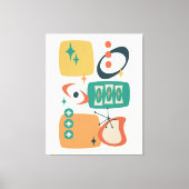 アトミックエイジミッドセンチュリー抽象芸術ティール(緑がかった色)オレンジイエロー キャンバスプリント (正面)