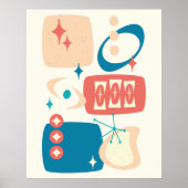 アトミックエイジミッドセンチュリー抽象芸術ブルーピーチ ポスター (正面)