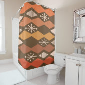 アトミックエイジ幾何学茶色オレンジ シャワーカーテン (インサイチュ)