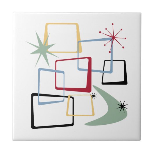 アトミックエラスターズブーメランスクウェアミッドセンチュリー タイル (正面)