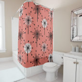 アトミックエラスプートニクスターバスト花サーモンピンク シャワーカーテン (インサイチュ)