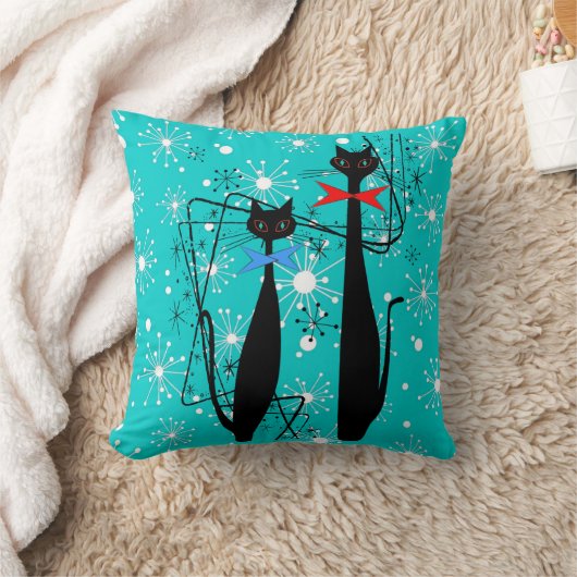 アトミックエラミッドモダンセンチュリークールキャットスターバスト クッション (ブランケット)