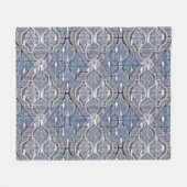 アトミックオジーブルーグレイモダンファームハウスミッドセンチュリー フリースブランケット (正面(横))