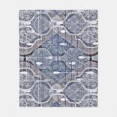 アトミックオジーブルーグレイモダンファームハウスミッドセンチュリー フリースブランケット (正面)