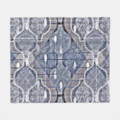 アトミックオジーブルーグレイモダンファームハウスミッドセンチュリー フリースブランケット (正面(横))