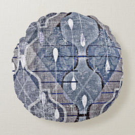 アトミックオジーブルーグレイモダンファームハウスミッドセンチュリー ラウンドクッション