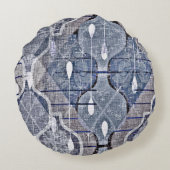 アトミックオジーブルーグレイモダンファームハウスミッドセンチュリー ラウンドクッション (裏面)