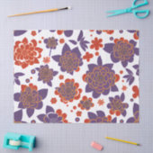 アトミックオレンジと紫レトロミッドセンチュリーフローラ 薄葉紙 (クラフト)