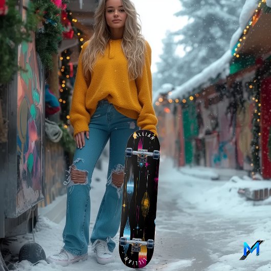 アトミックカラフルレトロスケートボードデザイン スケートボード