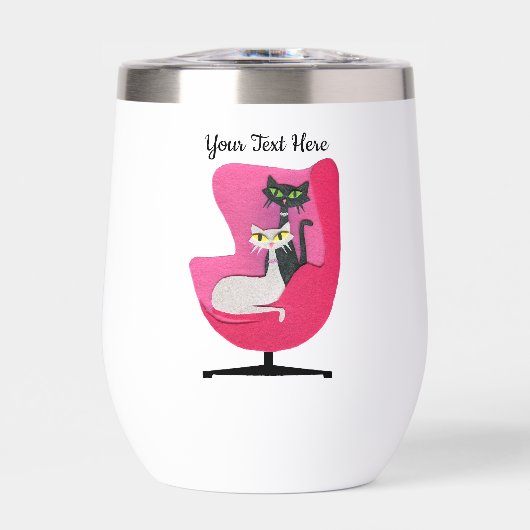 アトミックキャッツグリーンイエローアイズピンクヴィンテージ椅子 (正面)