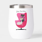 アトミックキャッツグリーンイエローアイズピンクヴィンテージ椅子 (背面)