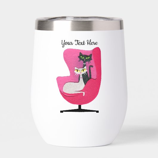 アトミックキャッツグリーンイエローアイズピンクヴィンテージ椅子 (背面)