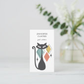 アトミックキャットミッドセンチュリーダイヤモンドペットシッター黄色 名刺 (スタンド正面)