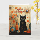 アトミックキャットレトロスプートニクオレンジブラックターコイズ カード (黄色い花)