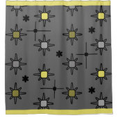アトミックスカイスターバストダークグレーイエロー シャワーカーテン (正面)
