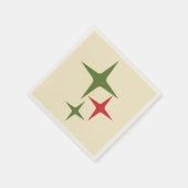 アトミックスターズミッドセンチュリーレトロクリスマスレッドグリーン スタンダードカクテルナプキン (角)