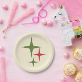 アトミックスターズミッドセンチュリーレトロクリスマスレッドグリーン ペーパープレート (パーティー)